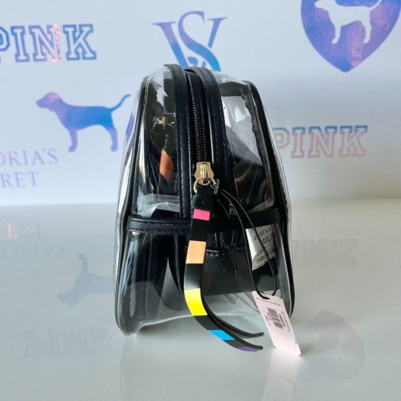 Victoria's Secret Rainbow Backstage 3 Piece Cosmetic/Makeup Cosmetic Bag Chevron - Picture 3 of 6